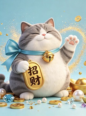 招财猫猫咪墙贴客厅遮挡划痕