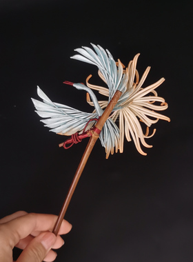 岚尚宫春仔缠花仙鹤菊花新手材料包古风汉服配饰丝绒线