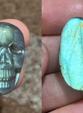 拉长石头骨骷髅手工邪恶个性男女吊坠项链手串DIY手工配件礼品