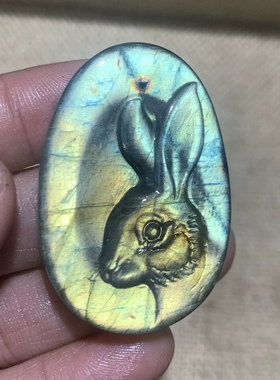 拉长石吊坠兔子