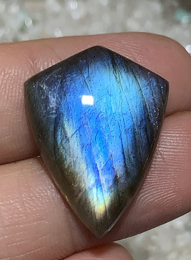 拉长石吊坠盾牌25*19方梯多边灰月光水滴手工DIY椭圆菱形紫红蓝