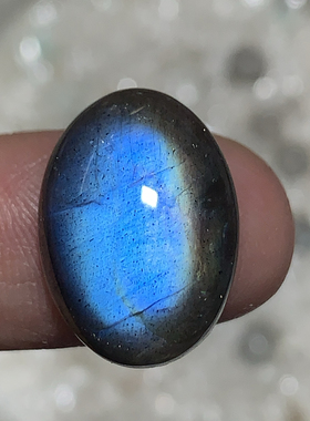 拉长石吊坠椭圆18*13裸石蓝彩虹戒面编绳绕线手工diy镶嵌包边芬兰