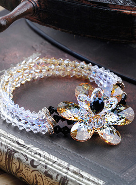 鸿澜原创奥地利水晶花女多圈时尚