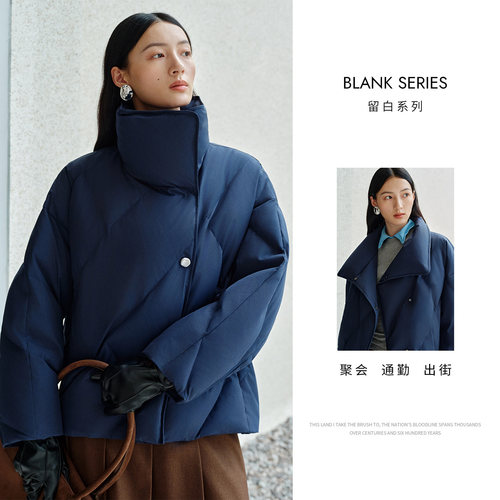 艾莱依秋冬新款羽绒服女定制金属扣时尚高级保暖防风简约短款外套 - 图3