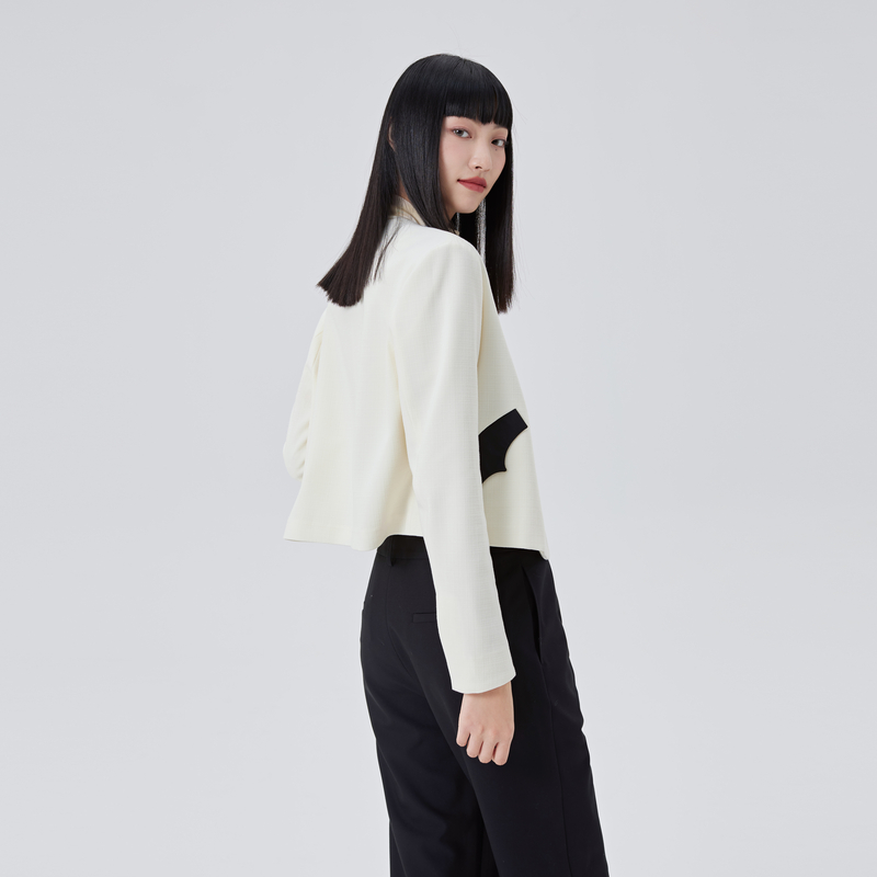 【直播】艾莱依商场同款西装外套女爆款春季高级感短款设计感上衣 - 图3