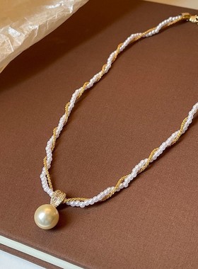 法式复古金色双层缠绕珍珠项链女款2025新款配饰轻奢高级感锁骨链