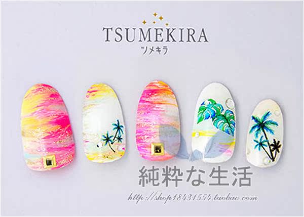 现货日本大牌【TSUMEKIRA】3月春季新款『椰子树』美甲贴纸-图3