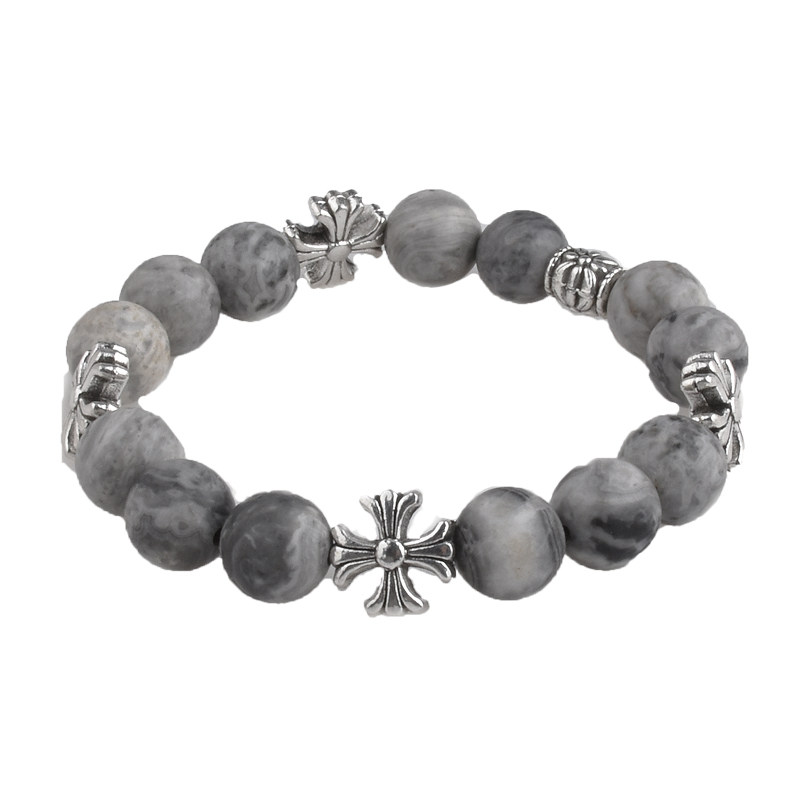 PDSTYLE 复古风高级灰十字架天然石手串男女生嘻哈情侣高级感手链,淘宝优惠券,粉丝福利购,淘宝优惠卷