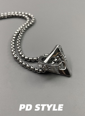 PDSTYLE 高级感方圆几何项链男女生小众百搭设计款毛衣链礼物吊坠