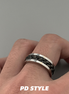 潮牌可转动波浪齿轮戒指