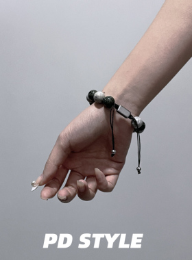 PDSTYLE 高级感雀仔石骰子钛钢手绳可定制刻字！个性可调节手链潮