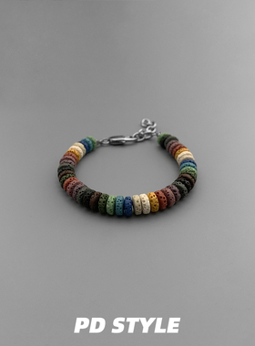 男女同款高级感彩色火山石手链