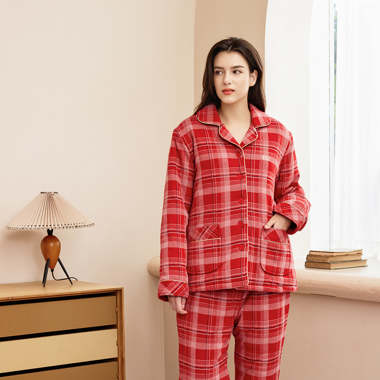 美标冬季情侣夹棉睡衣女士三层加厚保暖套装男士家居服中老年人,淘宝优惠券,粉丝福利购,淘宝优惠卷