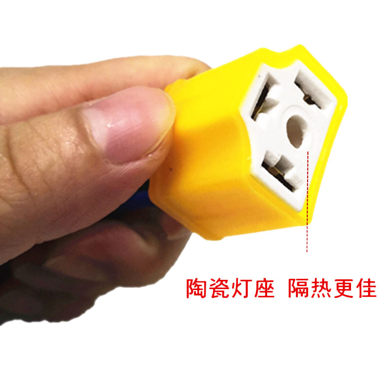 摩托车H4灯泡插头踏板车大沙三爪HS1大灯3爪陶瓷隔热前大灯插座 - 图0