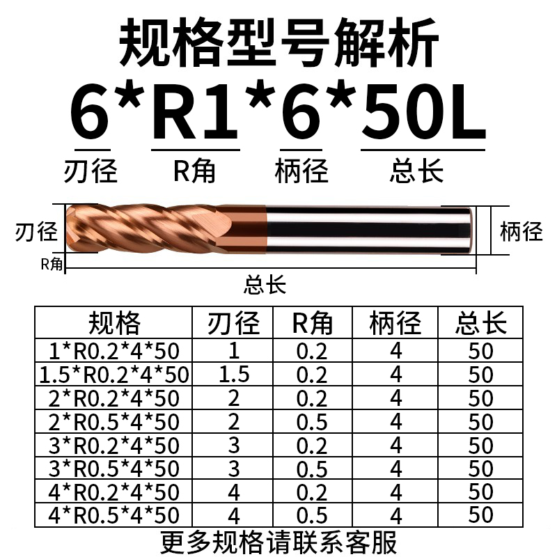 55度钨钢牛鼻铣刀4刃硬质合金圆鼻铣刀数控平底R角刀牛鼻刀圆鼻刀 - 图0