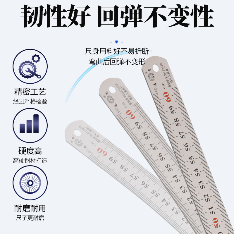 精钢尺1米不锈钢直尺铁尺子20厘米加厚长钢板尺30cm50cm60cm1.5米 - 图1