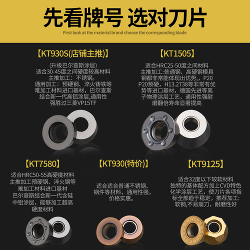 数控铣刀片RPMW硬质合金R5加工中心R4铣床R6铣刀片RPMT圆刀粒刀具 - 图2