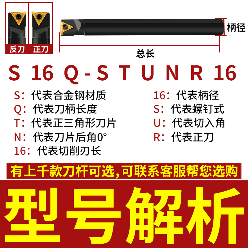 数控刀杆内孔车刀93度螺钉式双面配TN刀片S16Q/S18Q/S20R-STUNR16 - 图0