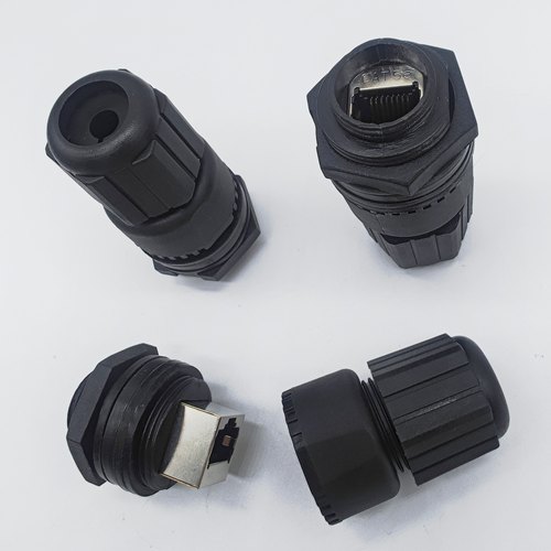 M25CAT5CAT6面板对接屏蔽网络线超防水连接器/六类以太网RJ45接头 - 图0