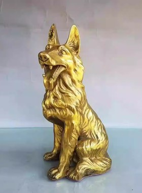 狼狗黄铜装饰摆件招财镇宅