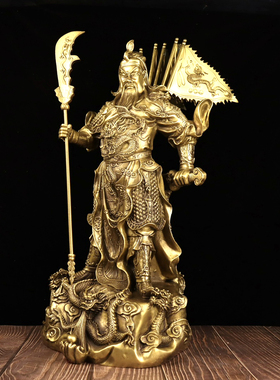 纯铜九龙关公招财摆件佛像
