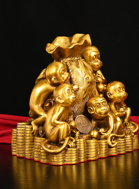 黄铜招财摆件中式客厅