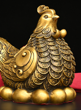 黄铜金蛋鸡中式客厅招财