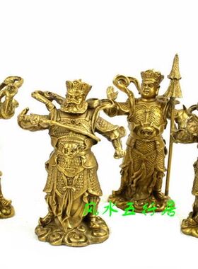 小号黄铜四大金刚摆件四天王