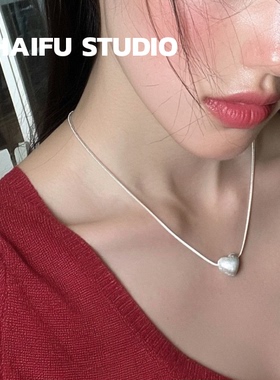 日韩极简主义磨砂爱心蛇骨链