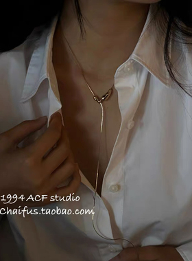 日韩简约冷淡风几何金属长链