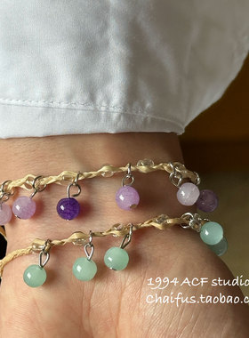 INS风复古拉菲草编织手链