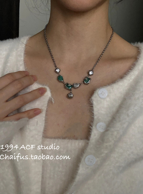 中式清冷风冰花锆石项链