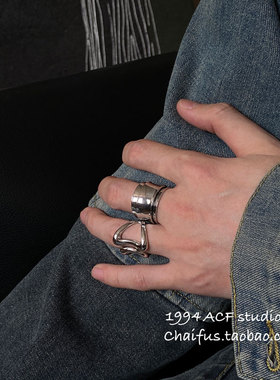 欧美中性朋克风宽版夸张戒指