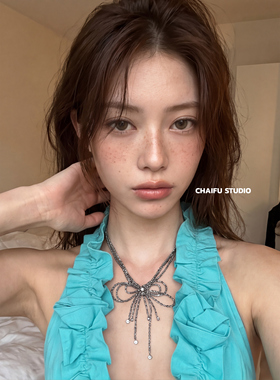 复古暗黑手工小米珠蝴蝶结项链
