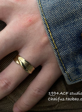 韩系简约不规则扭曲纹理戒指