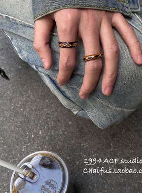 极简小众百搭滴釉拼接菱形戒指