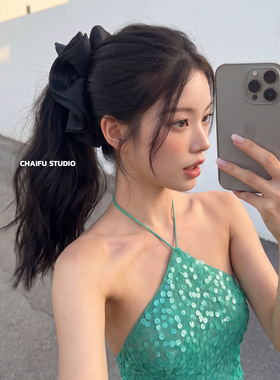 超仙流光褶皱布艺香蕉夹防滑发夹