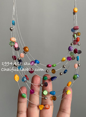 韩系复古不规则串珠叠戴项链