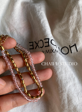 港风复古小众彩宝风钛钢手链