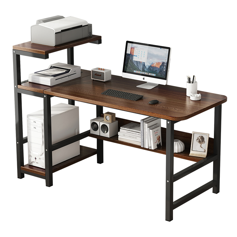 电脑桌台式简约办公桌现代网红钢木可以放打印机收纳小户型书桌 - 图3