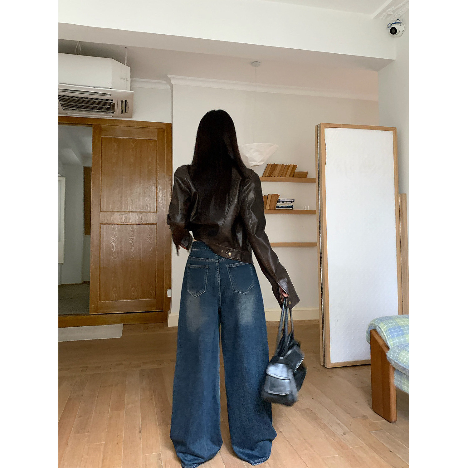 大码女装美式复古重工烫钻牛仔裤女秋冬加绒高腰显瘦阔腿裤拖地裤,淘宝优惠券,粉丝福利购,淘宝优惠卷