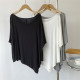 Modal Irregular Hem ແຂນສັ້ນ Round Neck ເສື້ອທີເຊີດແມ່ຍິງ Drape Dance Wear ປະຕິບັດການໃສ່ການຝຶກອົບຮົມໃສ່ເທິງຂອງແມ່ຍິງ