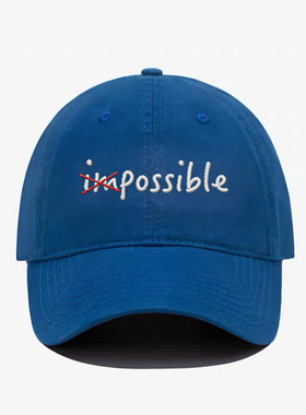 impossible 英文刺绣软顶棒球帽 美式复古鸭舌帽男女情侣遮阳帽