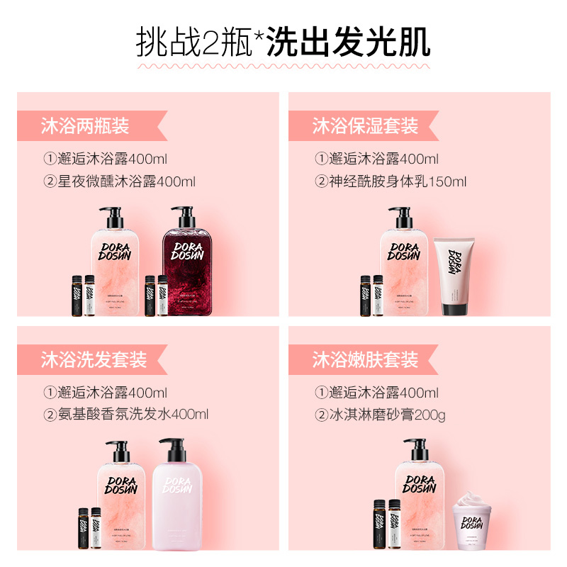朵拉朵尚沐浴露持久留香氛体家用家庭装烟酰胺男女士香水沐浴乳液 - 图0
