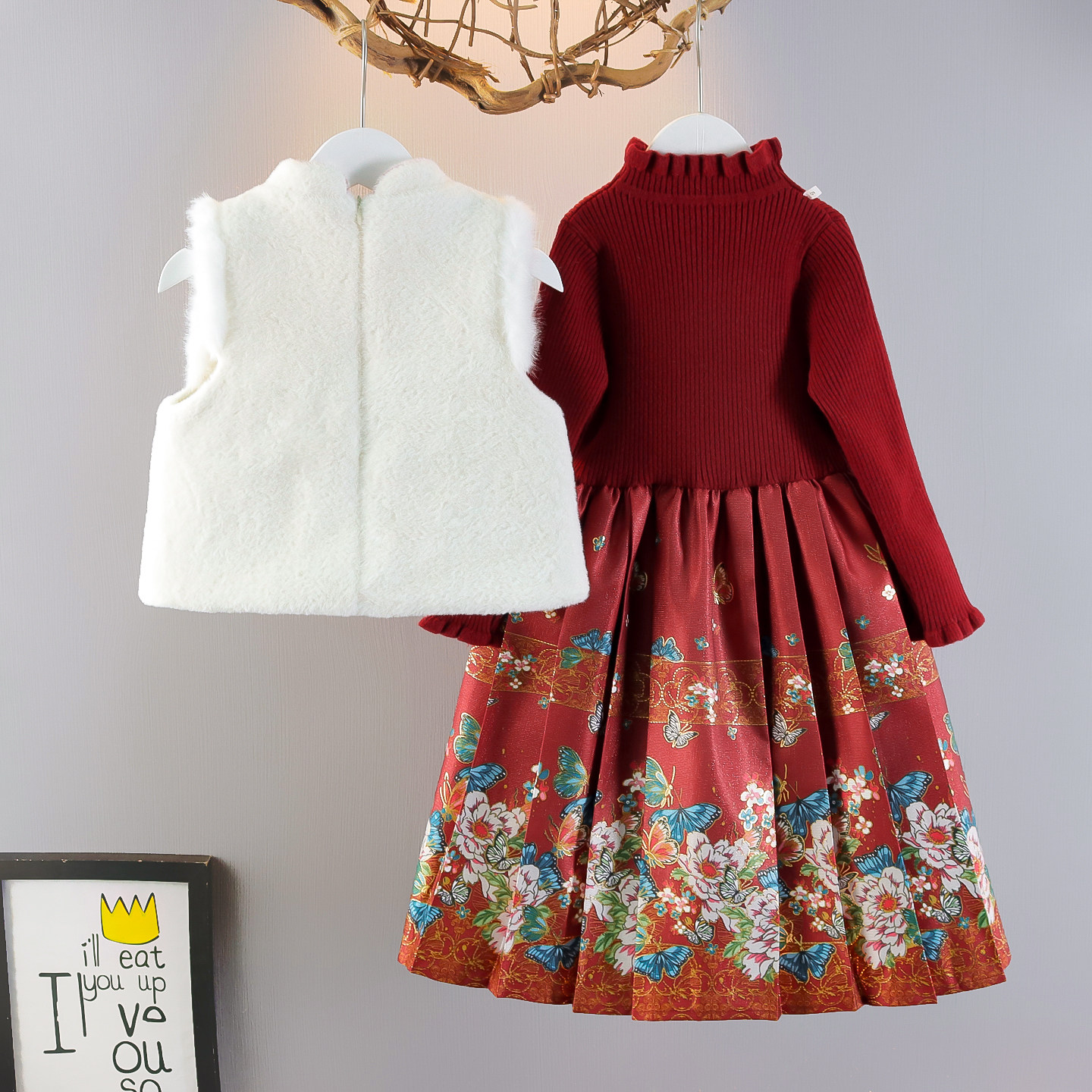 女童马面裙国风汉服盘扣马甲套装冬装加厚新年服过年拜年服两件套,淘宝优惠券,粉丝福利购,淘宝优惠卷