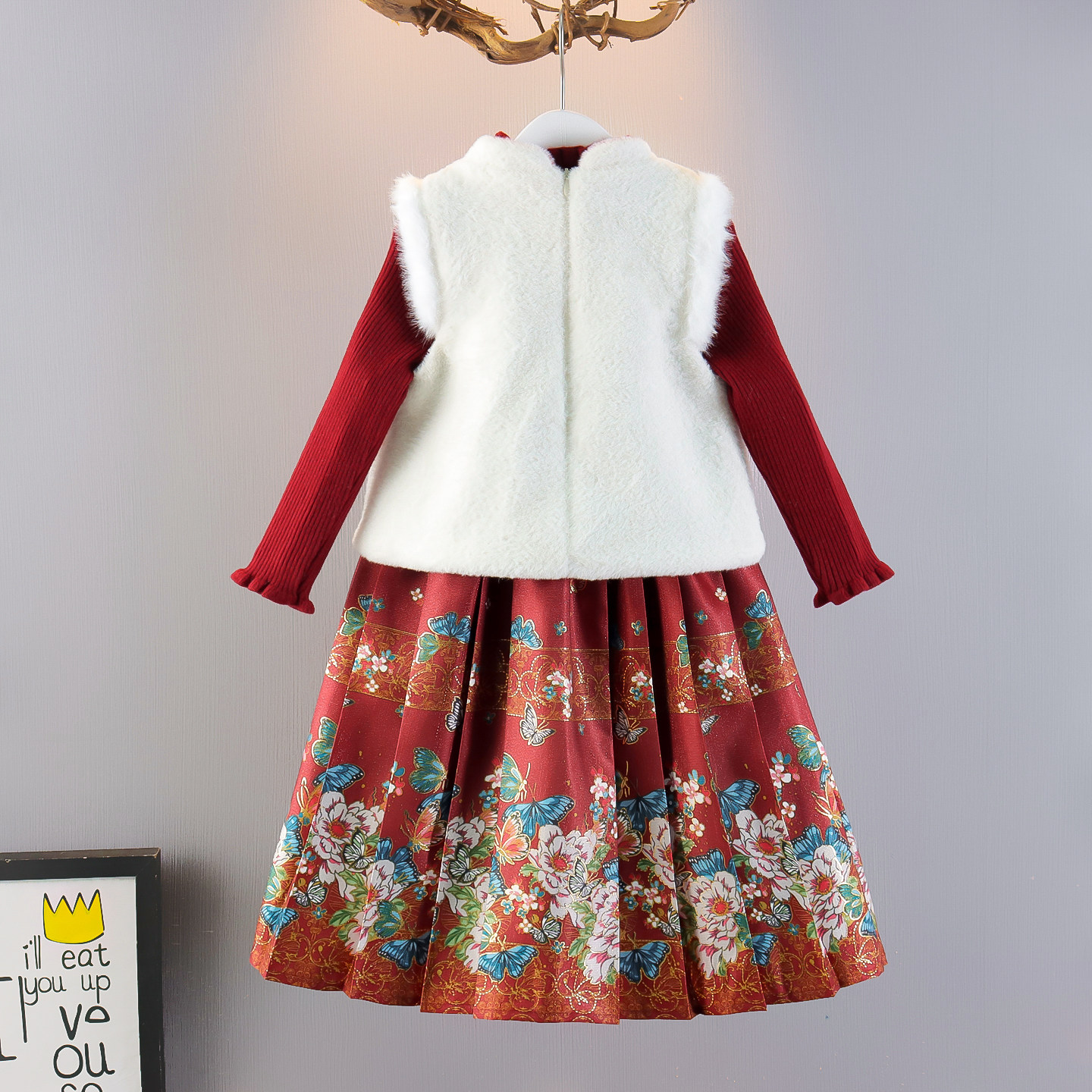 女童马面裙国风汉服盘扣马甲套装冬装加厚新年服过年拜年服两件套,淘宝优惠券,粉丝福利购,淘宝优惠卷