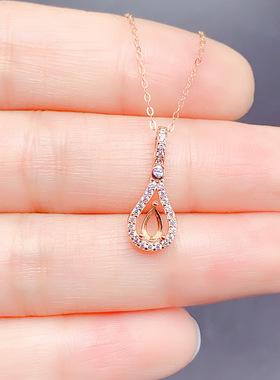 925银三色吊坠空托水滴形