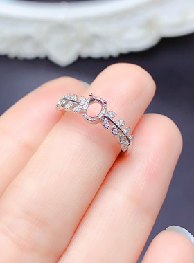 925银三色戒指空托椭圆形4x6mm