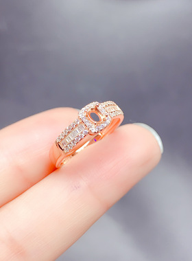 DIY精致三色925银镶嵌椭圆形3x4m