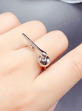 925银白色木鱼戒指开口指环